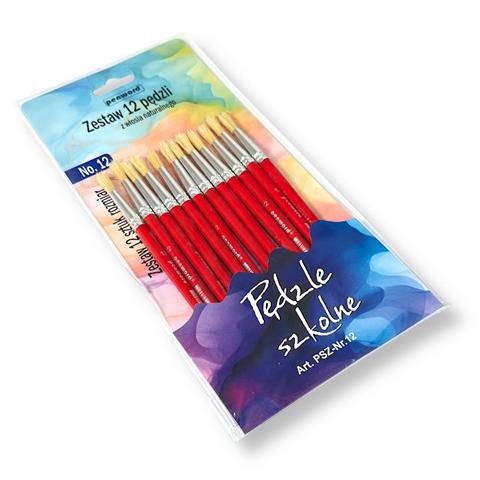 ZESTAW PĘDZLI SZKOLNYCH NR.12 OP.12SZT  PSH