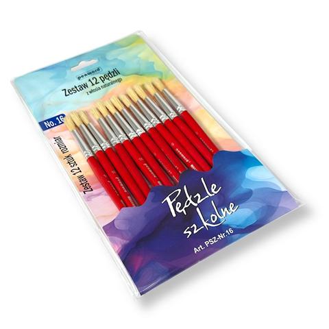 ZESTAW PĘDZLI SZKOLNYCH NR.16 OP.12SZT  PSH