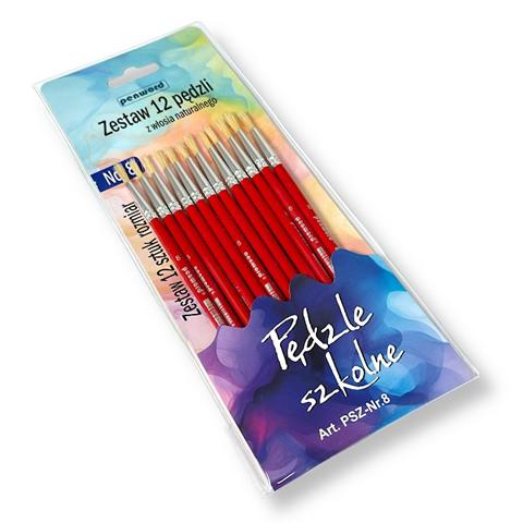 ZESTAW PĘDZLI SZKOLNYCH NR.8 OP.12SZT   PSH