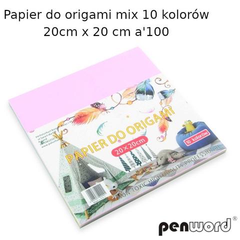PAPIER DO ORIGAMI 10 KOLORÓW 20x20CM    80G/M2 OP.100SZT. PSH