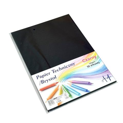 PAPIER TECHNICZNY BRYSTOL A4 50 ARKUSZY 185G/M2 CB-185-UC405 CZARNY PSH