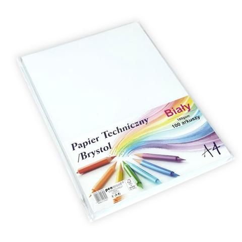 PAPIER TECHNICZNY BRYSTOL A4 CB-A4-180  BIAŁY 100 ARKUSZY PSH /16/