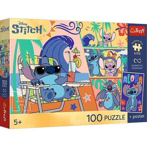 TREFL PUZZLE 100EL PREMIUM PLUS KIDS STITCH PLAŻOWE DNI 16553