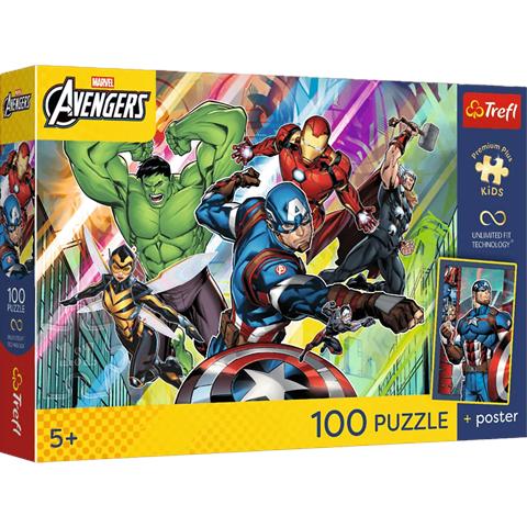 TREFL PUZZLE 100EL PREMIUM PLUS KIDS AVENGERS POTĘGA I MOC 16552