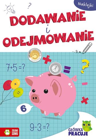 ZIELONA SOWA KSIĄŻECZKA GŁÓWKA PRACUJE DODAWANIE I ODEJMOWANIE