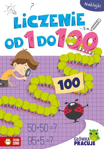 ZIELONA SOWA KSIĄŻECZKA GŁÓWKA PRACUJE LICZENIE OD 1 DO 100
