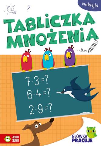 ZIELONA SOWA KSIĄŻECZKA GŁÓWKA PRACUJE TABLICZKA MNOŻENIA