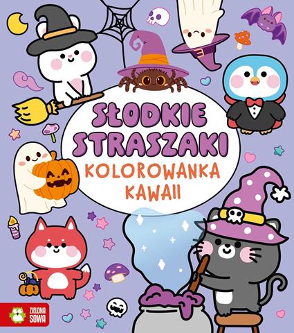 ZIELONA SOWA KOLOROWANKA KAWAII SŁODKIE STRASZAKI