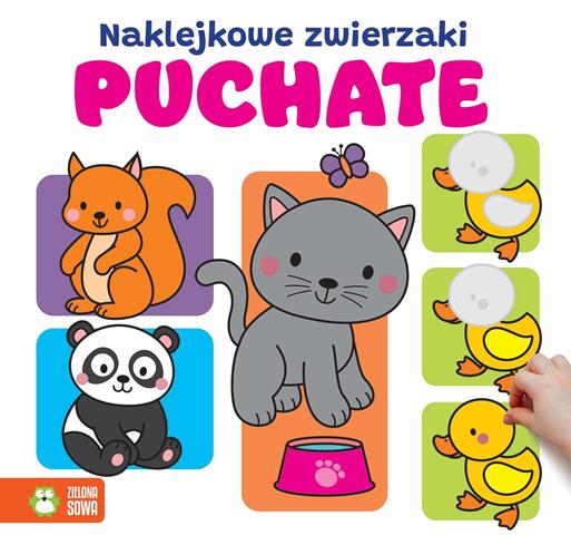 ZIELONA SOWA KSIĄŻECZKA NAKLEJKOWE ZWIERZAKI PUCHATE