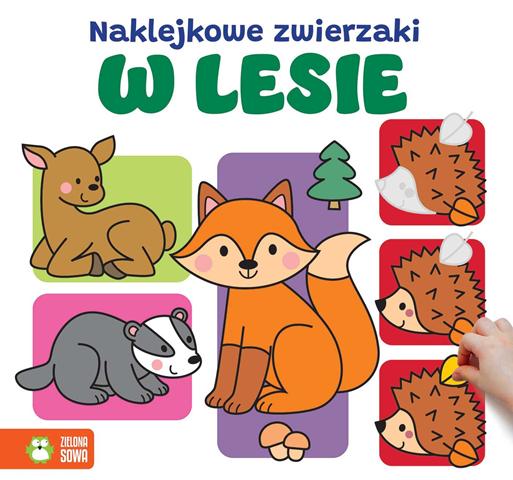 ZIELONA SOWA KSIĄŻECZKA NAKLEJKOWE ZWIERZAKI W LESIE