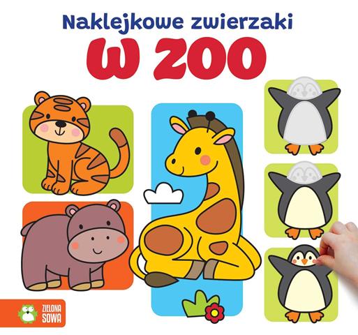 ZIELONA SOWA KSIĄŻECZKA NAKLEJKOWE ZWIERZAKI W ZOO