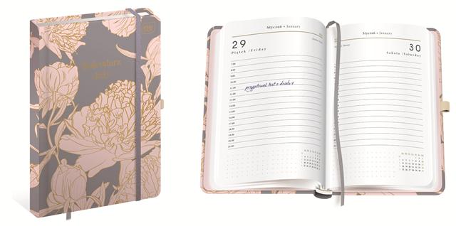 INTERDRUK KALENDARZ KSIĄŻKOWY 2027 A5 384 KARTKI METALLIC PEONY