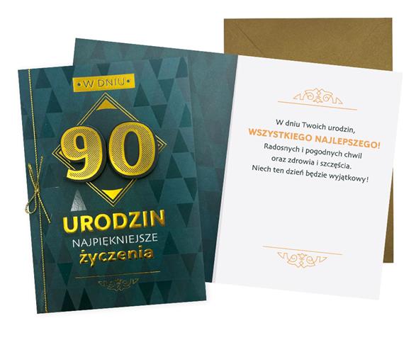 KUKARTKA KARTKA OZDOBNA 90 URODZINY (CYFRY,MĘSKIE) DK-1125