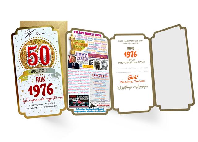 KUKARTKA KARTKA OZDOBNA 50 URODZINY (CYFRY,ROCZNIKI) PM-451