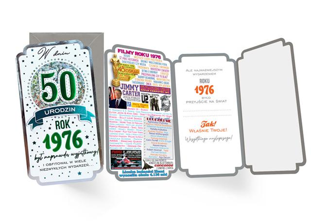 KUKARTKA KARTKA OZDOBNA 50 URODZINY (CYFRY,ROCZNIKI) PM-452