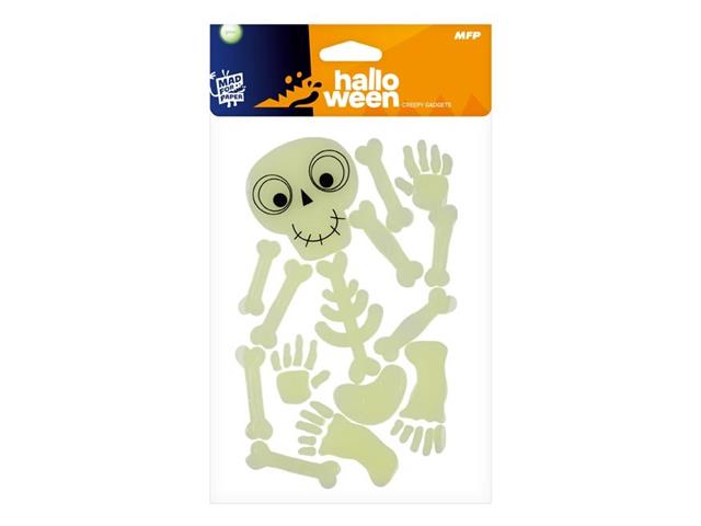 MFP NAKLEJKI HALLOWEEN ŻELOWE ŚWIECĄCE SZKIELET MIX
