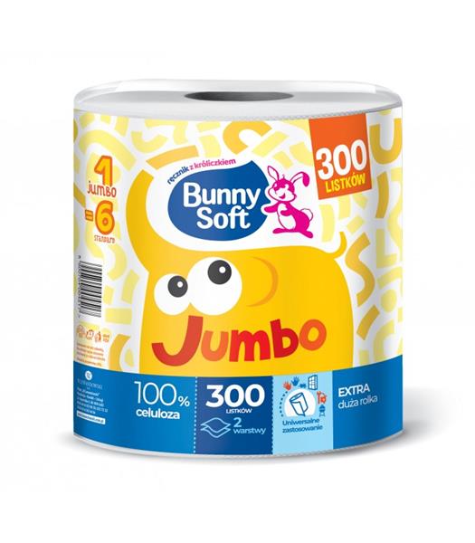 bunny soft ręcznik a'1 jumbo 300 listków2 warstwy biały 100% celuloza  4517 /6/