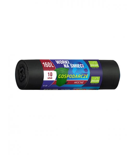 WORKI NA ŚMIECI GOSPODARCZE 160L/10 MOCNE CZARNE FOLCOM /22/