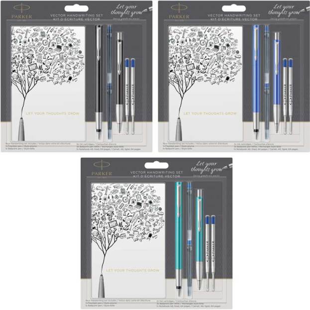 parker vector kpl.pióro+długopis+2naboje + 2 wkłady + notes newell