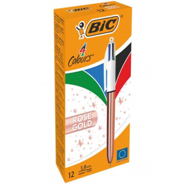 bic-długopis 4 kolory colours rose gold 1.0mm /12/