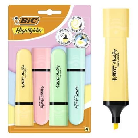 BIC-ZAKREŚLACZE 4 KOLORY HIGHLIGHTER    PASTELE /10/