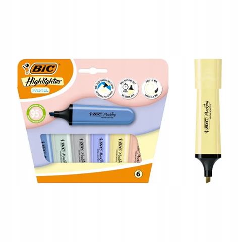 BIC-ZAKREŚLACZE 6 KOLORÓW HIGHLIGHTER   PASTELOWE /10/