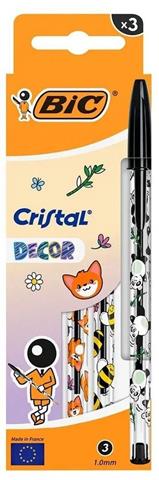 BIC DŁUGOPIS CRISTAL DECOR 1.0MM CZARNY OP.3SZT /10/