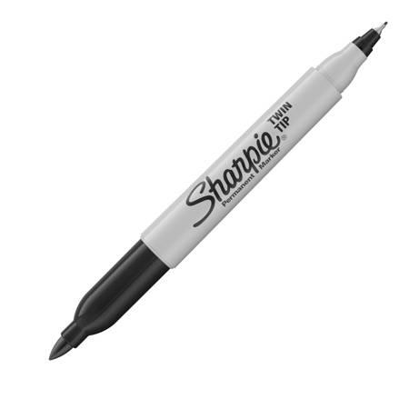 sharpie marker permanentny dwustronny   czarny twin tip newell /12/