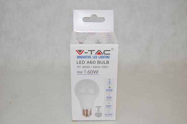 żarówka led 9w/e27 60w=806lm vt-2099    sku-7261 v-tac