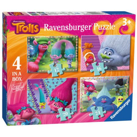 ravensburger puzzle 4w1 12,16,20,24el trolls 068647 tm toys