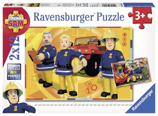 ravensburger puzzle 2x12el strażak sam w akcji 075843 tm toys