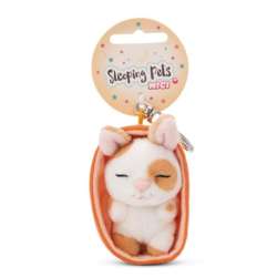 NICI Brelok Sleeping Pets królik karmelowy w łatki 8cm, koszyk pomarańczowy 49983