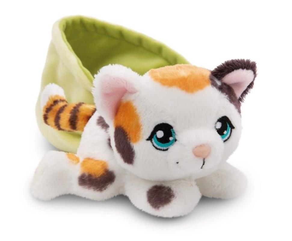 NICI 61332 Maskotka kotek w plamki 12cm w koszyku zielonym