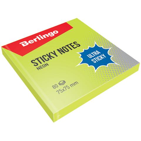 berlingo notes samopoprzylepny 75x75mm  80k neon zielony lsn 39201 cdc /12/