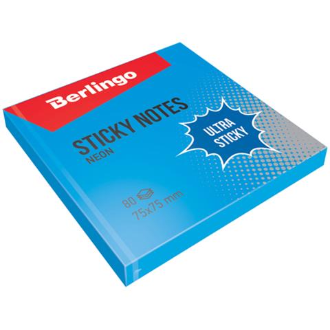 berlingo notes samopoprzylepny 75x75mm  80k neon niebieski lsn 39202 cdc /12/