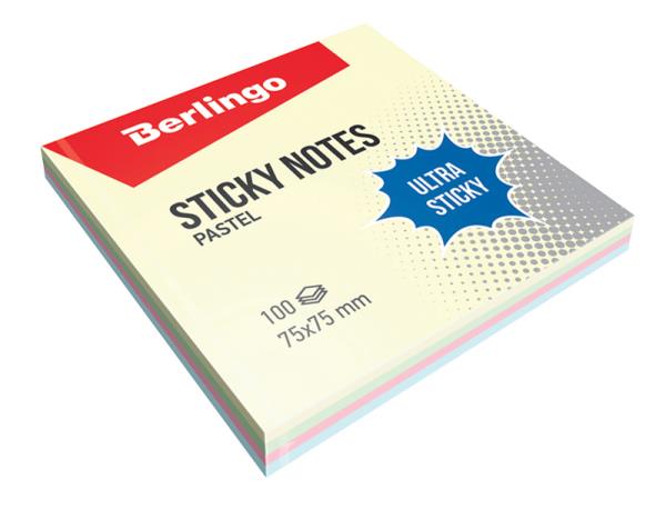 berlingo notes samopoprzylepny 75x75mm  100k 4 kolory pastelowe lsn 39601 cdc   /12/