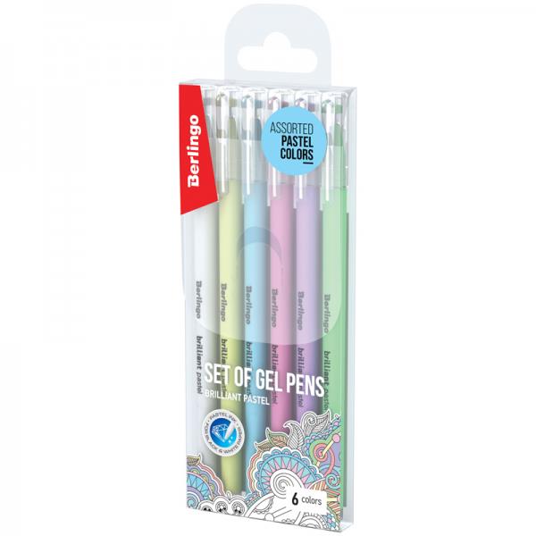 berlingo długopisy żelowe pastelowe 6kol. 0.8mm ber-515128 cdc