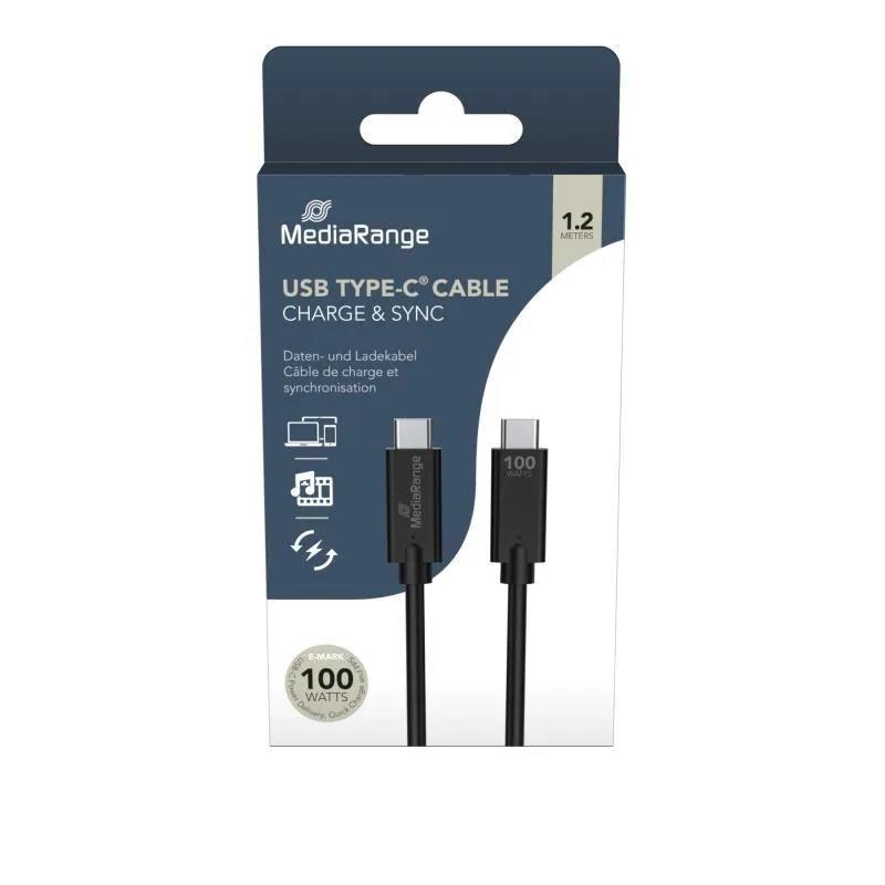 KABEL, USB-C, 100W MAX, USB 3.1, 1.2M, CZARNY PBS