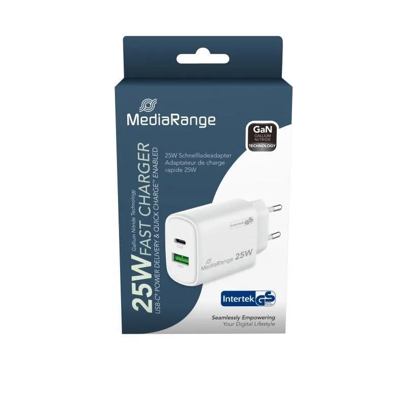 ŁADOWARKA 25W SZYBKIE ŁADOWANIE, 1X USB-C + 1X USB-A, BIAŁA PBS