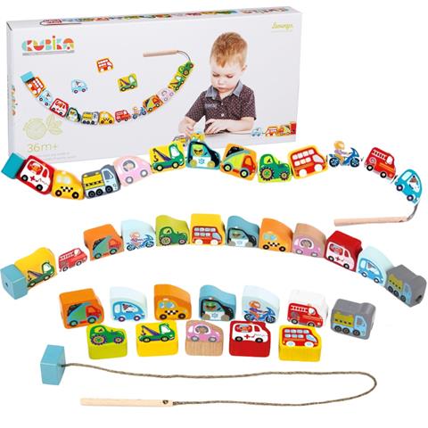 CUBIKA KLOCKI DREWNIANE AUTKA NA SZNURKU 14316