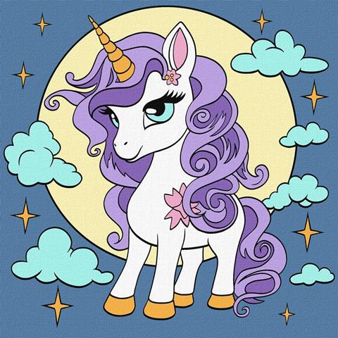 IDEYKA MALOWANIE PO NUMERACH 25X25CM WRÓŻKOWY JEDNOROŻEC KHO6107