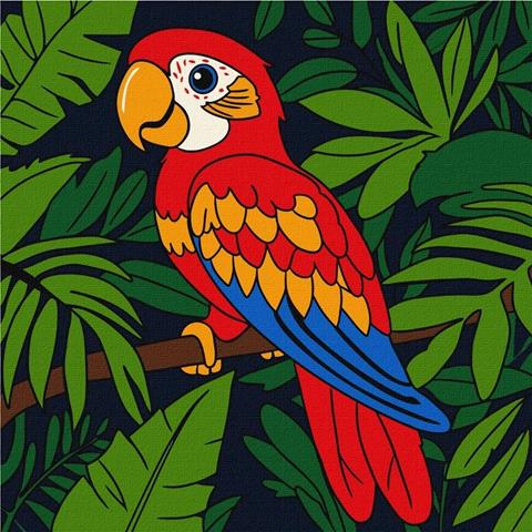 IDEYKA MALOWANIE PO NUMERACH 25X25CM WIELOBARWNA PAPUGA KHO6297