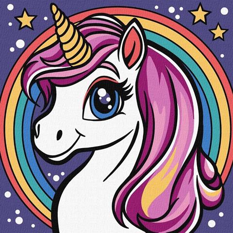 IDEYKA MALOWANIE PO NUMERACH 25X25CM TĘCZOWY JEDNOROŻEC KHO6293