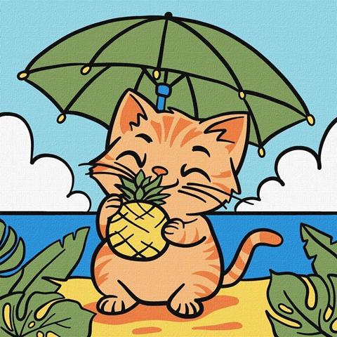 IDEYKA MALOWANIE PO NUMERACH 25X25CM KOT I ANANAS KHO1243