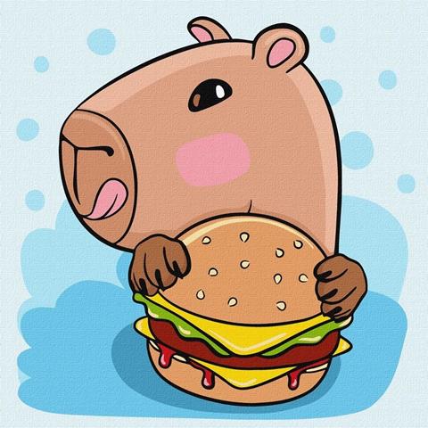 IDEYKA MALOWANIE PO NUMERACH 30X30CM KAPIBARA I BURGER KHO1276