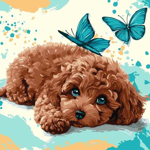 IDEYKA MALOWANIE PO NUMERACH 40X40CM UROCZY PUDEL KHO6793