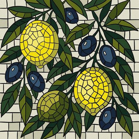 IDEYKA MALOWANIE PO NUMERACH 30X30CM WITRAŻ CYTRYNY KHO5738