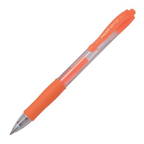pilot długopis żelowy g-2 0.7mm neonowy pomarańczowy wpc