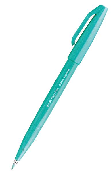 PENTEL PISAK BRUSH SIGN PEN DO KALIGRAFII SES15C-D4 EMERALD GREEN /10/