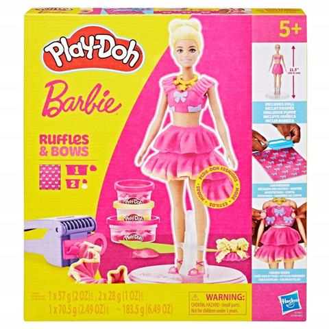 HASBRO PLAY-DOH CIASTOLINA ZESTAW BARBIE FASHIONISTA FALBANKI I KOKARDKI
